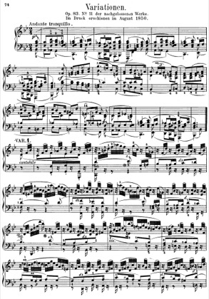 Thumbnail of first page of Variations, Op.83 piano sheet music PDF by Mendelssohn.