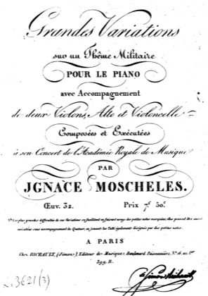 Thumbnail of first page of Grandes Variations sur un Theme militaire, Op.32 piano sheet music PDF by Moscheles.