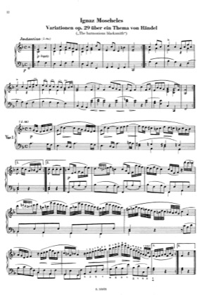 Thumbnail of first page of Variations sur un theme de Handel Op.29 piano sheet music PDF by Moscheles.