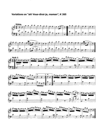 Thumbnail of first page of Variations on 'Ah, vous dirai-je maman', K.265 piano sheet music PDF by Mozart.
