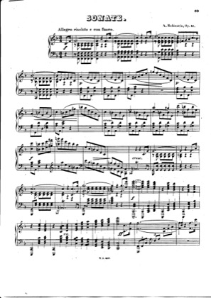 Thumbnail of first page of Piano sonata no.3 in F major, Op.41 piano sheet music PDF by Rubinstein.