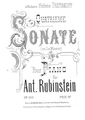 Thumbnail of first page of Piano sonata no.4 in A minor, Op.100 piano sheet music PDF by Rubinstein.