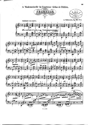Thumbnail of first page of 3 Serenades, Op.22 piano sheet music PDF by Rubinstein.