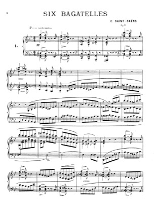 Thumbnail of first page of 6 Bagatelles, Op.3 piano sheet music PDF by Saint-Saens.