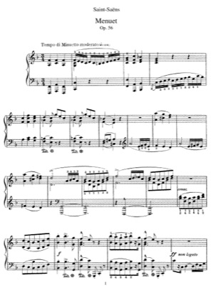 Thumbnail of first page of Menuet et Valse, Op.56 piano sheet music PDF by Saint-Saens.