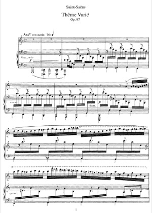 Thumbnail of first page of Theme Varie, Op.97 piano sheet music PDF by Saint-Saens.