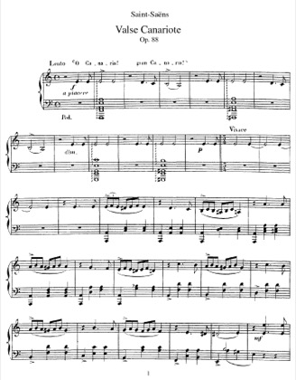 Thumbnail of first page of Valse Canariote, Op.88 piano sheet music PDF by Saint-Saens.