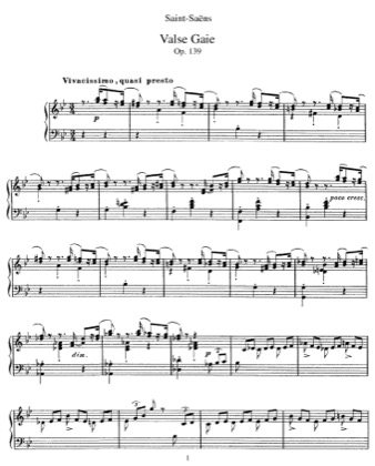 Thumbnail of first page of Valse Gaie, Op.139 piano sheet music PDF by Saint-Saens.