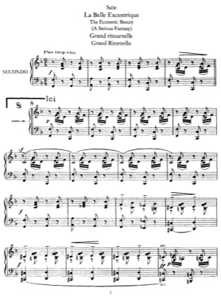 Thumbnail of first page of La belle excentrique piano sheet music PDF by Satie.