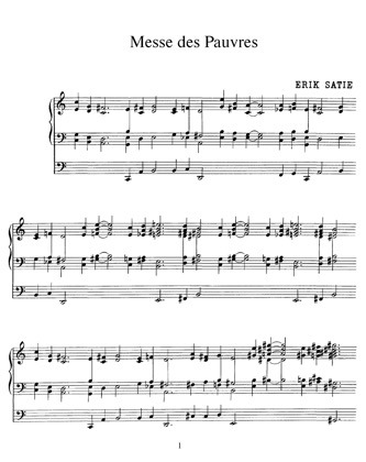 Thumbnail of first page of Messe des Pauvres piano sheet music PDF by Satie.