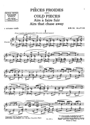 Thumbnail of first page of Pieces froides piano sheet music PDF by Satie.