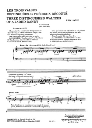 Thumbnail of first page of Valses Distinguees de Precieux Degoute piano sheet music PDF by Satie.