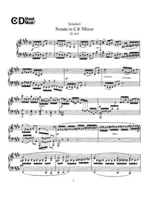 Thumbnail of first page of Allegro, D.65 piano sheet music PDF by Schubert.
