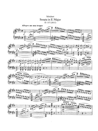 Thumbnail of first page of Piano Sonata in E major, D.157 piano sheet music PDF by Schubert.