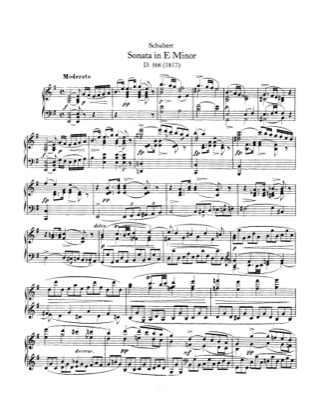 Thumbnail of first page of Piano Sonata in E minor, D.566 piano sheet music PDF by Schubert.