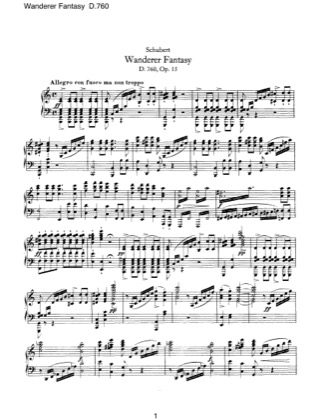 Thumbnail of first page of Wanderer Fantasy, D.760 piano sheet music PDF by Schubert.