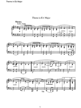 Thumbnail of first page of Theme in Es major piano sheet music PDF by Schumann.