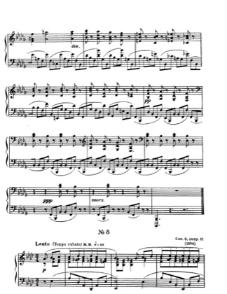Thumbnail of first page of No.8 Etude in A flat major, Op.8 piano sheet music PDF by Scriabin.