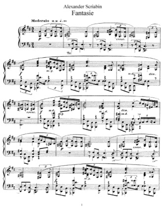 Thumbnail of first page of Fantasie Op.28 piano sheet music PDF by Scriabin.