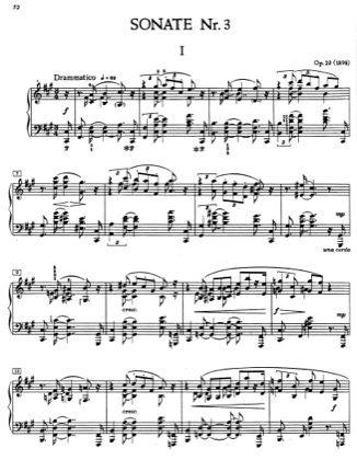 Thumbnail of first page of Piano Sonata No.3, Op.23 piano sheet music PDF by Scriabin.