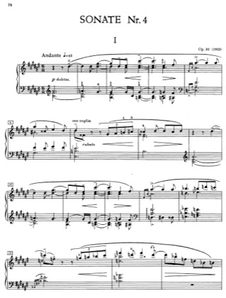 Thumbnail of first page of Piano Sonata No.4, Op.30 piano sheet music PDF by Scriabin.