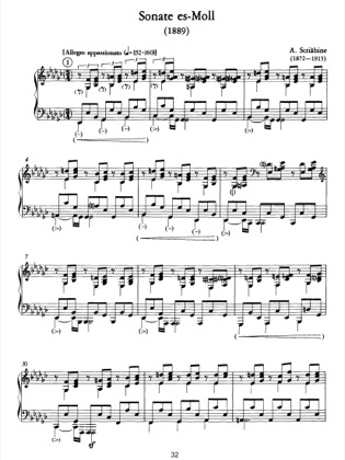 Thumbnail of first page of Piano Sonata in E-flat minor piano sheet music PDF by Scriabin.