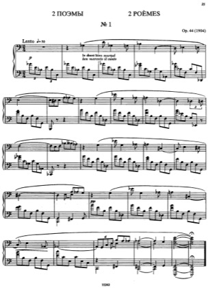 Thumbnail of first page of 2 Poemes, Op.44 piano sheet music PDF by Scriabin.