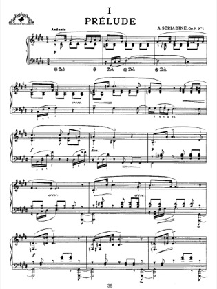 Thumbnail of first page of Prelude and Nocturne for the Left Hand, Op.9 piano sheet music PDF by Scriabin.