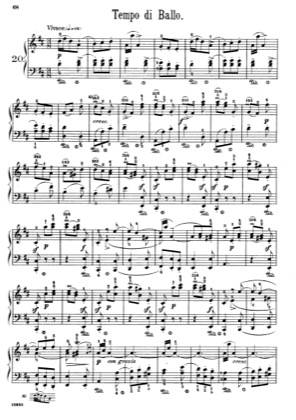 Thumbnail of first page of Tempo di Ballo piano sheet music PDF by Scriabin.