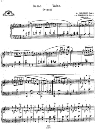 Thumbnail of first page of Valse, Op.1 piano sheet music PDF by Scriabin.