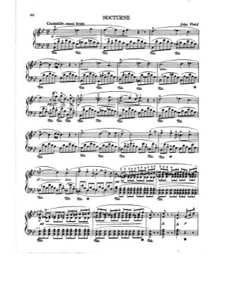 Thumbnail of first page of Nocturne No.5 in B Flat Major piano sheet music PDF by Field.