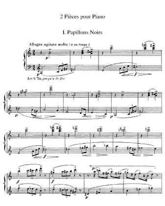 Thumbnail of first page of Papillons Noirs piano sheet music PDF by Massenet.