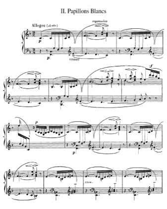 Thumbnail of first page of Papillons Blancs piano sheet music PDF by Massenet.