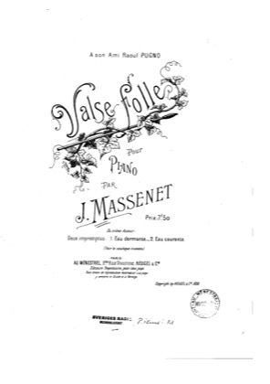 Thumbnail of first page of Valse folle piano sheet music PDF by Massenet.