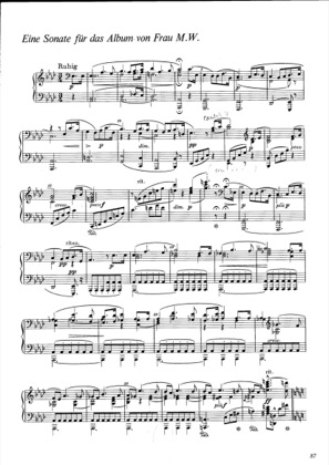 Thumbnail of first page of Eine Sonate fur das Album von Frau M.W., Op.85 piano sheet music PDF by Wagner.