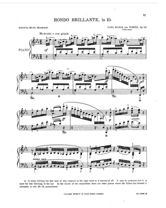 Thumbnail of first page of Rondo brillante, Op.62 piano sheet music PDF by Weber.