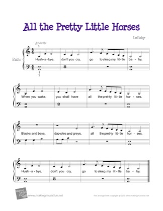 Thumbnail of first page of All the Pretty Little Horses piano sheet music PDF by Lullaby.