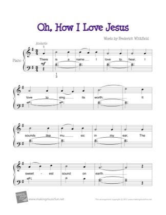 Thumbnail of first page of Oh, How I Love Jesus piano sheet music PDF by Kids.
