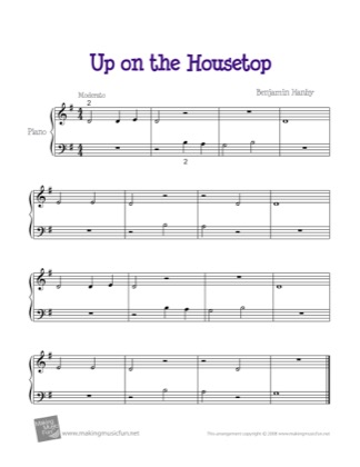 Thumbnail of first page of Up on the Housetop piano sheet music PDF by Christmas.