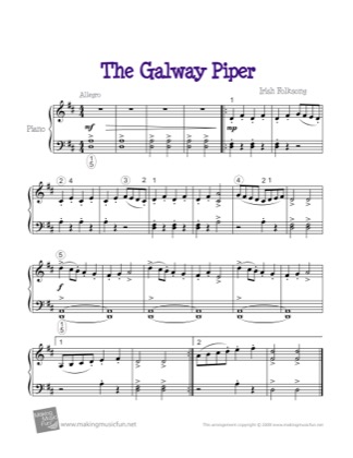 Thumbnail of first page of The Galway Piper piano sheet music PDF by Kids.