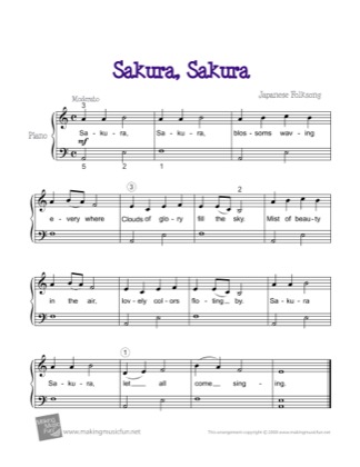 Thumbnail of first page of Sakura, Sakura piano sheet music PDF by Kids.