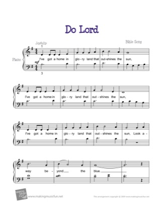 Thumbnail of first page of Do Lord piano sheet music PDF by Kids.