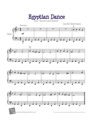 Thumbnail of first page of Egyptian Dance piano sheet music PDF by Samson and Delilah.