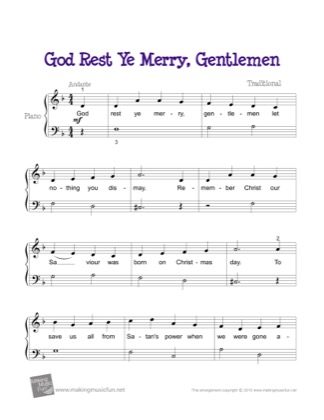 Thumbnail of first page of God Rest Ye Merry, Gentlemen (2) piano sheet music PDF by Christmas.