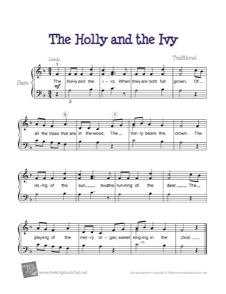 Thumbnail of first page of The Holly and the Ivy piano sheet music PDF by Christmas.
