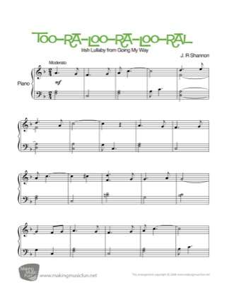 Thumbnail of first page of Irish Lullaby (Too-Ra-Loo-Ra-Loo-Ral) piano sheet music PDF by Kids.