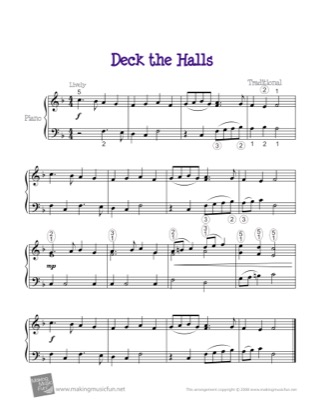 Thumbnail of first page of Deck the Halls (2) piano sheet music PDF by Christmas.