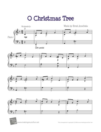 Thumbnail of first page of O Christmas Tree piano sheet music PDF by Christmas.