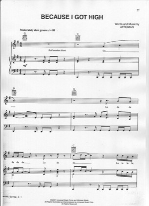 Thumbnail of first page of Because I Got High piano sheet music PDF by Afroman.