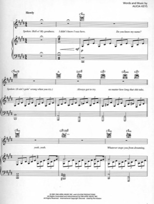 Thumbnail of first page of Piano and I piano sheet music PDF by Alicia Keys.